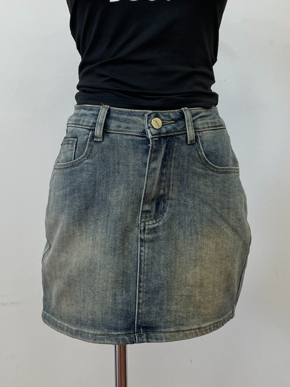 Women's Washed Denim Jean Mini Skirt
